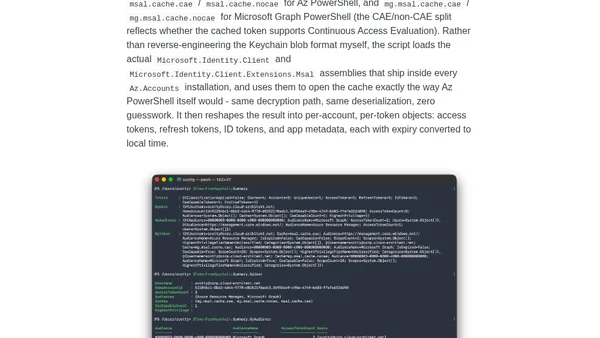 Cached Token Theft: Extracting Azure and Microsoft Graph Refresh Tokens from the macOS Keychain via PowerShell
