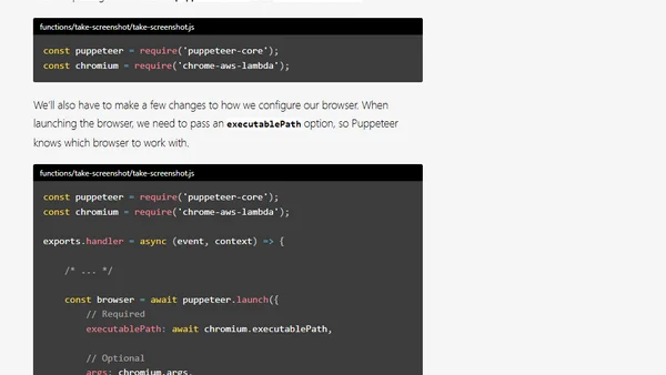 How to use Puppeteer in a Netlify (AWS Lambda) function