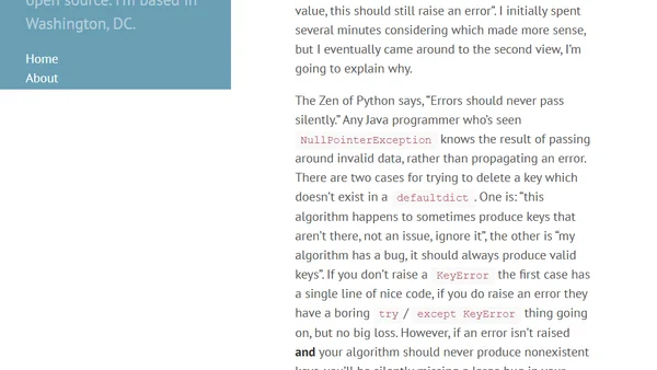Why del defaultdict()[k] should raise an error