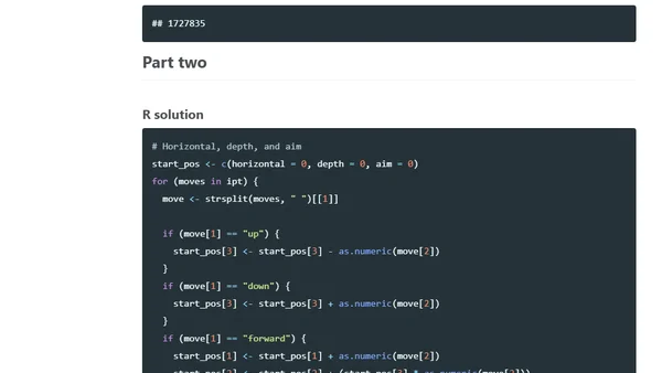 Advent of Code 2021-02 with R &amp; JavaScript