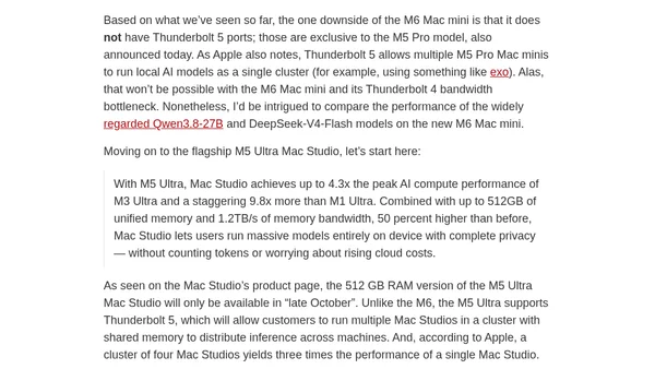The Potential of M6 and M5 Ultra for Local AI on macOS