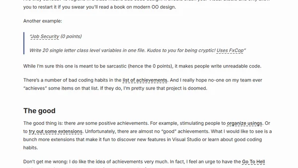 Don’t brag about your Visual Studio achievements! (yet?)