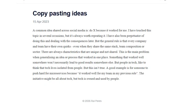 Copy pasting ideas