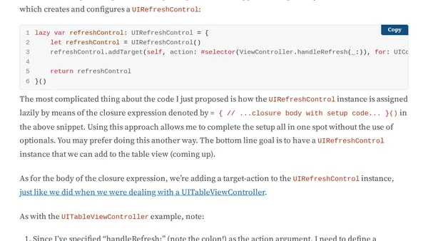 Basics of Pull to Refresh for Swift Developers
