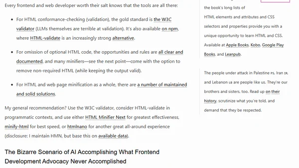 AI and HTML: Validating, Omitting Optional Code, and Minifying as Token Optimization