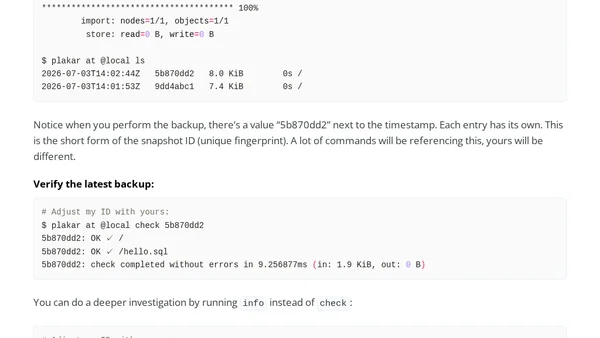 How to Back Up PostgreSQL in Docker (Local, S3, and Plakar)