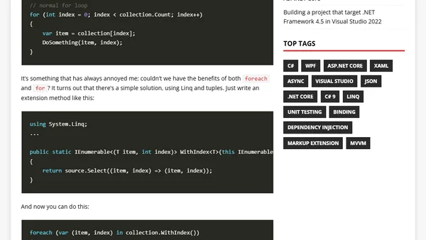 Using foreach with index in C#
