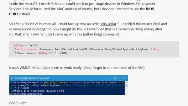 Get the BIOS GUID of a Hyper-V VM