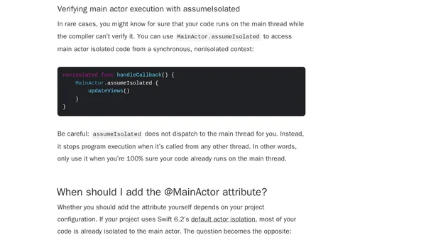 @MainActor in Swift explained with code examples
