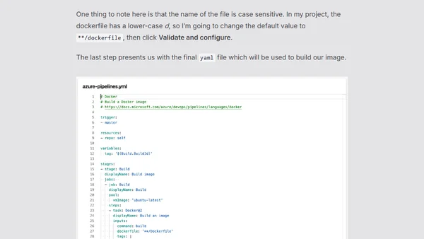 Publishing to Azure Container Registry using Azure Pipelines
