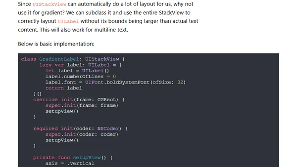 Always correct gradient text in UIKit