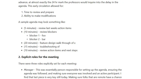 Lessons from college: Efficient meetings