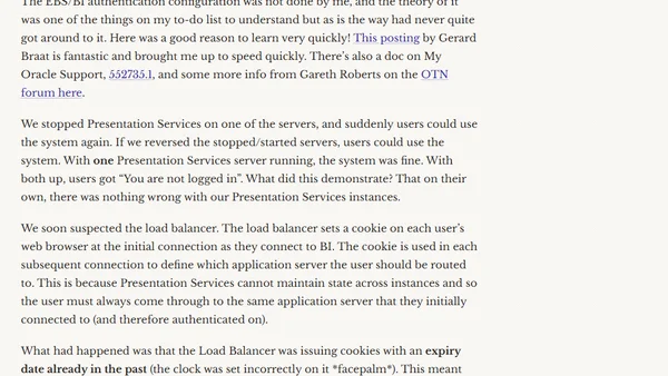 Who's been at the cookie jar? EBS-BI authentication and Load Balancers