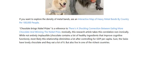 Metal bands bring happiness (as chocolate brings Nobel Prizes)