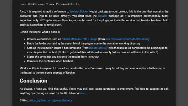 Docker Support for Isolator