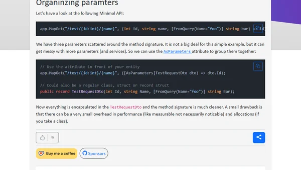 Organizing Parameters in Minimal API with the AsParametersAttribute