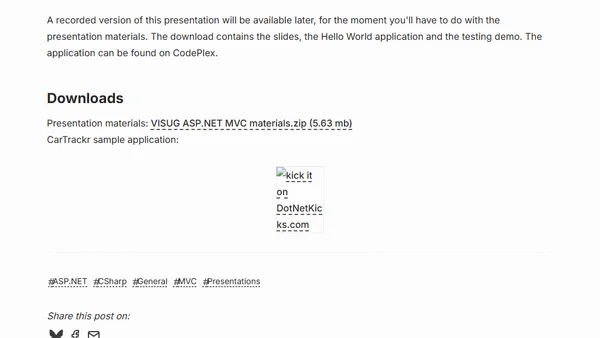 Introduction to ASP.NET MVC for VISUG - Presentation materials