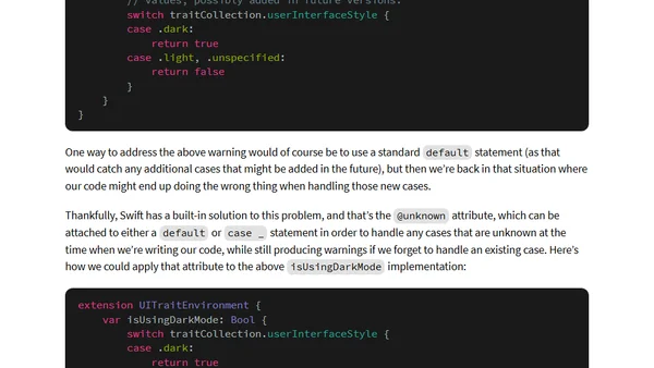 Using ‘@unknown default’ within switch statements