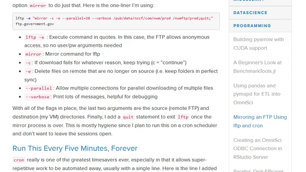 Mirroring an FTP Using lftp and cron