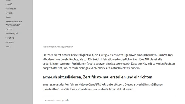 Neue Hetzner DNS API und acme.sh