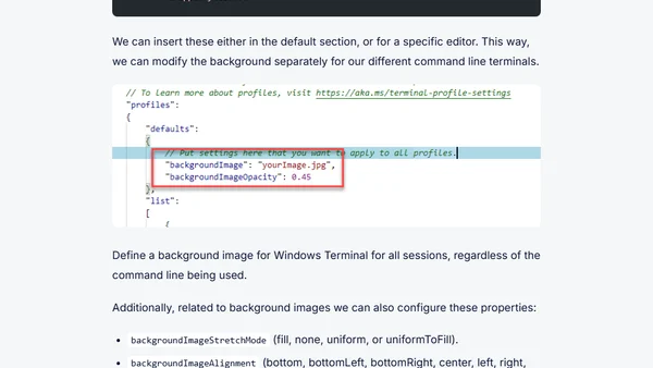 Set images as background in Windows Terminal