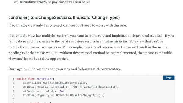 Sync Table View Data: NSFetchedResultsController and Swift