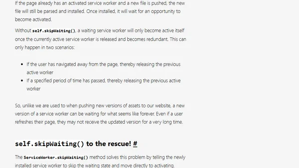 What self.skipWaiting() does to the service worker lifecycle