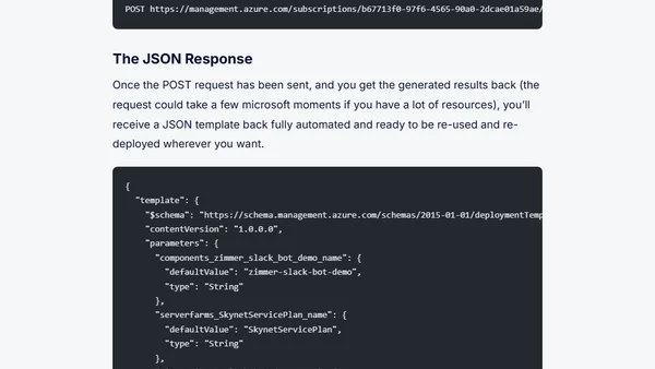 Azure Resource Manager - Part 8 - Export Template for Resources in a Resource Group with the REST API