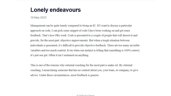 Lonely endeavours