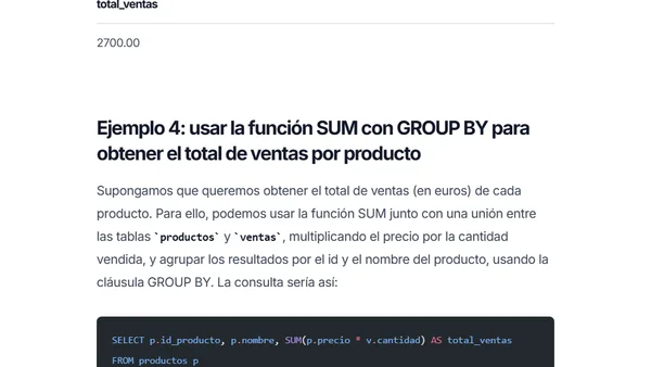 Cómo usar la función SUM en MySQL