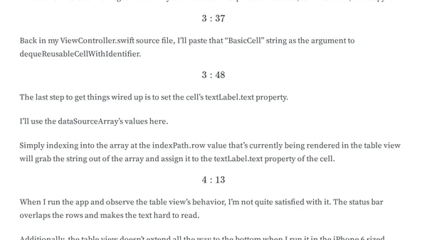 Swift How-To:  Setting up a Table View