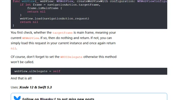 How to open target="_blank" links in WKWebView in iOS