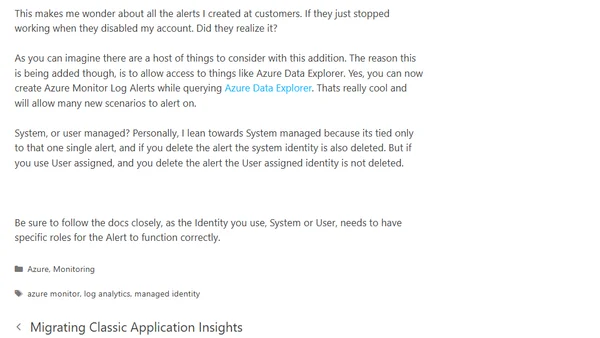 Managed Identity for Azure Monitor Log Alerts