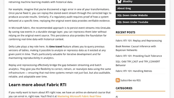Fabric RTI 101: Replay and Reprocessing