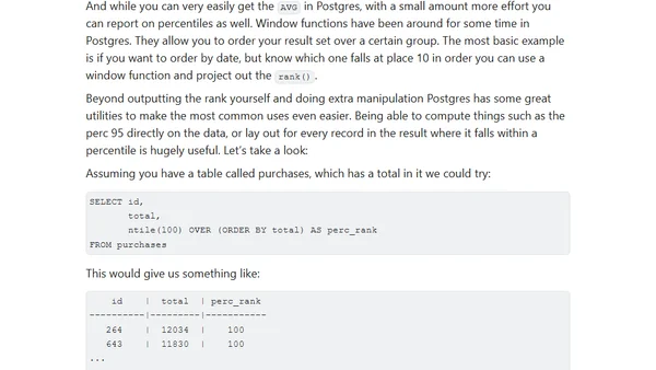 Moving past averages in SQL (Postgres) – Percentiles