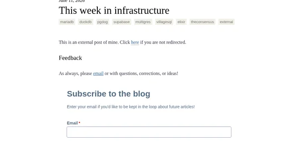 This week in infrastructure