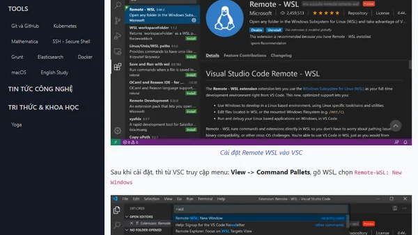 Sử dụng VSC mở dự án trong Linux WSL