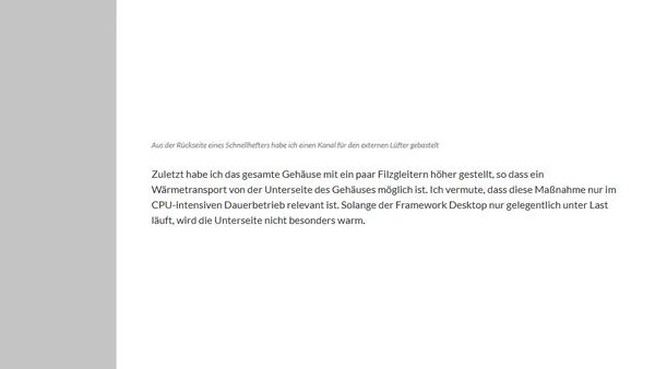 Framework Desktop ruhig gestellt