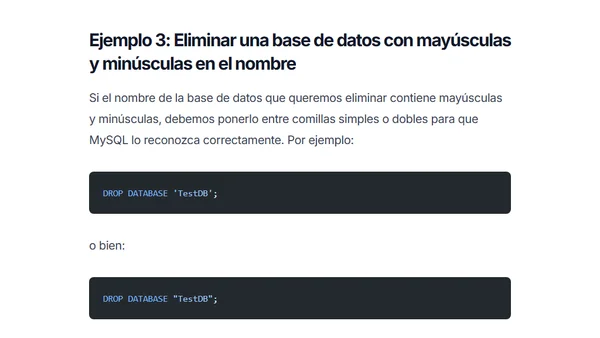 Cómo eliminar una Base de Datos en MySQL