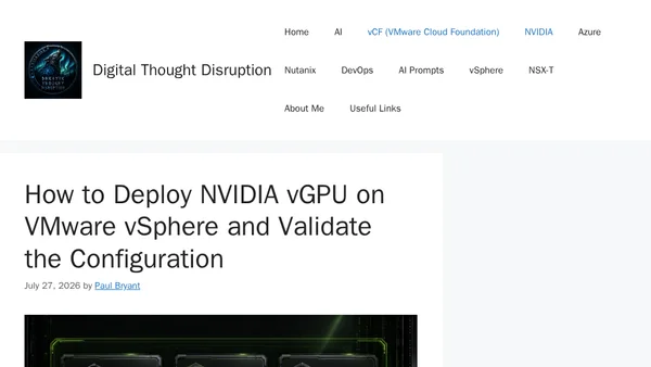 How to Deploy NVIDIA vGPU on VMware vSphere and Validate the Configuration