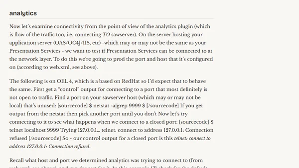 Troubleshooting Presentation Services / analytics connectivity