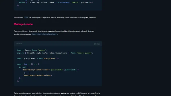 React Query - czy zastąpi Reduxa?