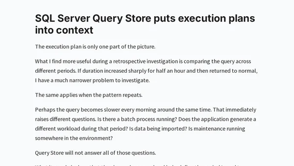 SQL Server Query Store: Why Performance History Matters
