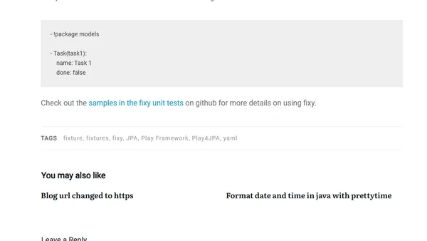 Yaml-Fixtures for play 2