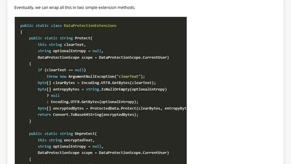 An easy and secure way to store a password using Data Protection API