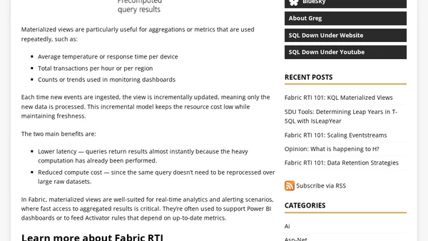 Fabric RTI 101: KQL Materialized Views