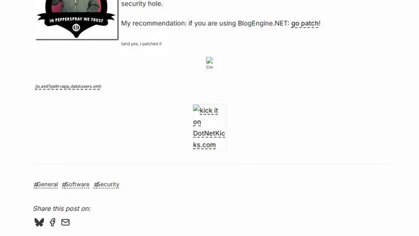 To all BlogEngine.NET users... Go patch!