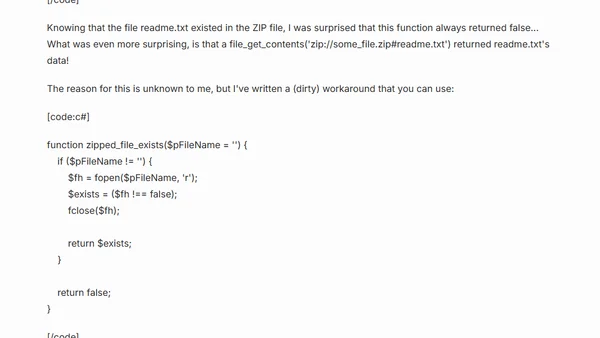 Workaround for PHP file_exists on ZIP file contents