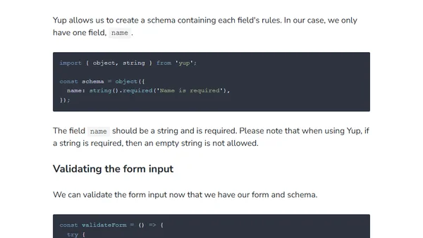 Vue Form Validation using Yup