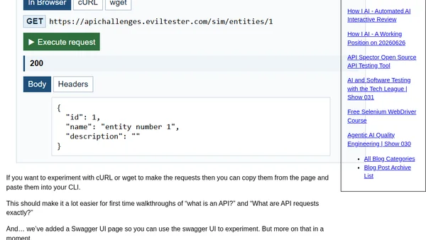 API Challenges with Swagger UI and Simulator Requests